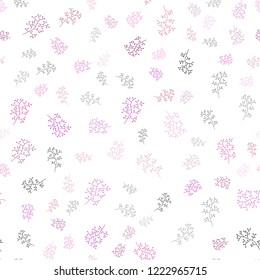 Light Pink, Yellow vector seamless doodle background with leaves, branches. Modern abstract illustration with leaves and branches. Design for textile, fabric, wallpapers.