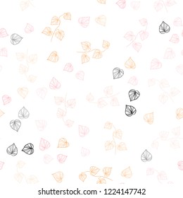 Light Pink, Yellow vector seamless doodle background with leaves. New colorful illustration in doodle style with leaves. Pattern for design of window blinds, curtains.