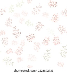 Light Pink, Yellow vector seamless abstract pattern with branches. Colorful illustration in doodle style with leaves, branches. Template for business cards, websites.