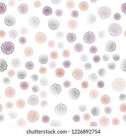 Light Pink, Yellow vector seamless abstract doodle pattern. Colorful illustration in doodle style with flowers. Template for backgrounds of cell phones.