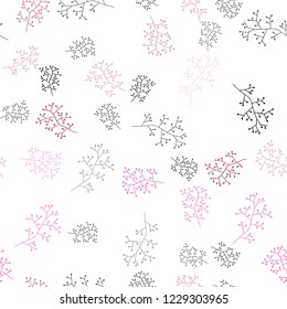 Light Pink, Yellow vector seamless abstract pattern with branches. Shining colored illustration with leaves and branches. Pattern for design of fabric, wallpapers.
