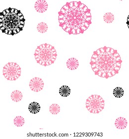 Light Pink, Yellow vector seamless texture with colored snowflakes. Glitter abstract illustration with crystals of ice. Template for business cards, websites.