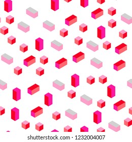 Light Pink, Yellow vector seamless, isometric background with rectangles. Beautiful illustration with rectangles and squares. Design for wallpaper, fabric makers.