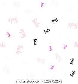 Light Pink, Yellow vector seamless cover with symbols of 40 % sales. Colored words of sales with gradient on white background. Backdrop for ads, leaflets of Black Friday.