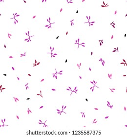 Light Pink, Yellow vector seamless doodle texture with leaves. Creative illustration in blurred style with leaves. Pattern for design of fabric, wallpapers.