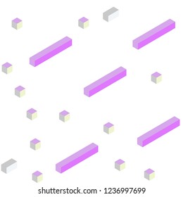 Light Pink, Yellow vector seamless, isometric cover in polygonal style. Beautiful illustration with rectangles and squares. Design for textile, fabric, wallpapers.
