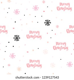 Light Pink, Yellow vector seamless texture with colored snowflakes. Shining colorful illustration with snow in christmas style. Trendy design for wallpaper, fabric makers.