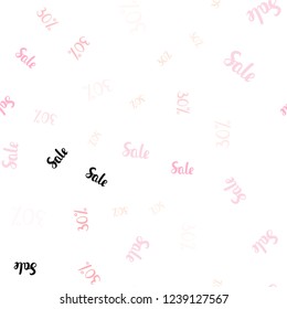 Light Pink, Yellow vector seamless layout with discount 30%. Illustration with signs of sales on abstract template. Template for season sales, shopping ads.