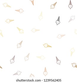 Light Pink, Yellow vector seamless pattern with cold ice-cream. Glitter abstract sketch with ice-cream cones. Design for ad, poster, banner of cafes, restaurants.