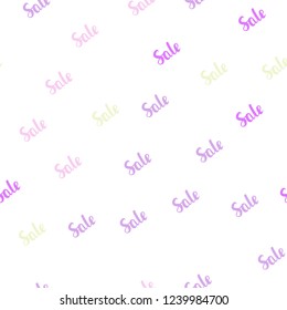 Light Pink, Yellow vector seamless cover with symbols of sales. Illustration with signs of sales on abstract template. Pattern for ads, posters, banners of sales.