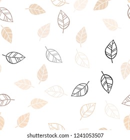 Light Pink, Yellow vector seamless natural backdrop with leaves. An elegant bright illustration with leaves in Natural style. Pattern for design of window blinds, curtains.