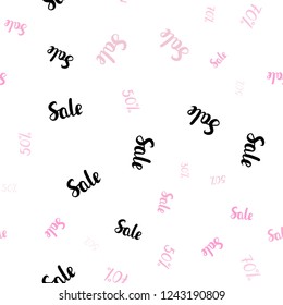 Light Pink, Yellow vector seamless texture with selling prices 30, 50, 70 %. Shining colorful illustration with isolated selling prices. Pattern for ads, posters, banners of sales.