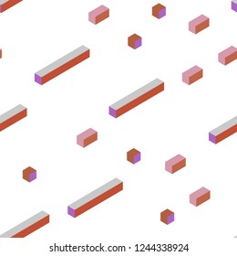 Light Pink, Yellow vector seamless, isometric template with rhombus. Abstract gradient illustration with rectangles. Texture for window blinds, curtains.