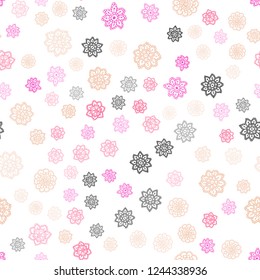 Light Pink, Yellow vector seamless pattern with christmas snowflakes. Blurred decorative design in xmas style with snow. Trendy design for wallpaper, fabric makers.