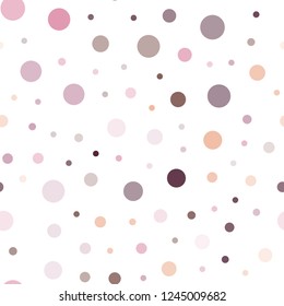 Light Pink, Yellow vector seamless backdrop with dots. Modern abstract illustration with colorful water drops. Pattern for design of fabric, wallpapers.