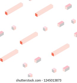 Light Pink, Yellow vector seamless, isometric template with rhombus. Glitter abstract illustration with rectangular shapes. Design for textile, fabric, wallpapers.