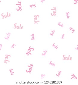 Light Pink, Yellow vector seamless pattern with sale signs. Illustration with signs of sales on abstract template. Template for season sales, shopping ads.