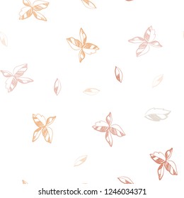 Light Pink, Yellow vector seamless natural background with leaves. Blurred decorative design in Indian style with leaves. Pattern for design of fabric, wallpapers.