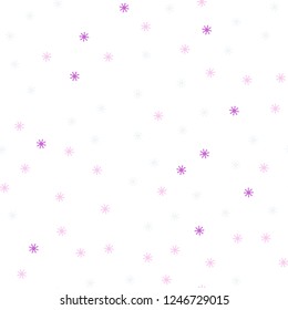 Light Pink, Yellow vector seamless layout with bright snowflakes. Glitter abstract illustration with crystals of ice. Design for wallpaper, fabric makers.