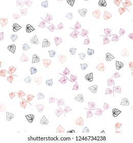 Light Pink, Yellow vector seamless doodle texture with leaves. Doodle illustration of leaves in Origami style with gradient. Template for business cards, websites.