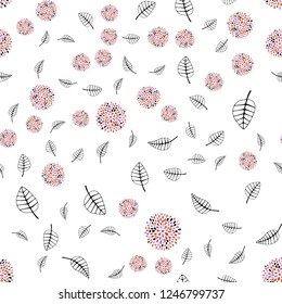 Light Pink, Yellow vector seamless doodle backdrop with leaves, flowers. Brand new colored illustration with leaves and flowers. Trendy design for wallpaper, fabric makers.
