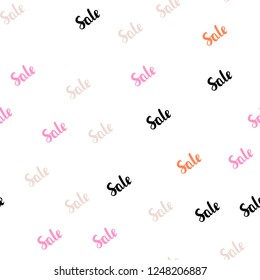 Light Pink, Yellow vector seamless background with words of sales. Colored words of sales with gradient on white background. Template for season sales, shopping ads.