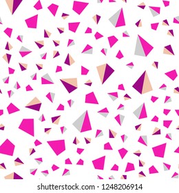 Light Pink, Yellow vector seamless, isometric template with crystals, triangles. Abstract gradient illustration with triangles. Design for textile, fabric, wallpapers.