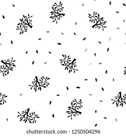 Light Pink, Yellow vector seamless elegant pattern with leaves, branches. An elegant bright illustration with leaves and branches. Template for business cards, websites.