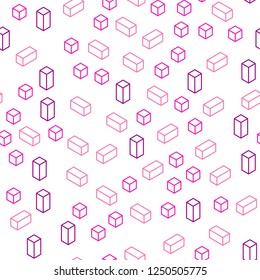 Light Pink, Yellow vector seamless, isometric layout with lines, rectangles. Beautiful illustration with rectangles and squares. Template for business cards, websites.