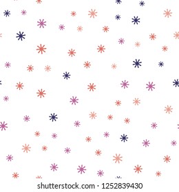 Light Pink, Yellow vector seamless layout with bright snowflakes. Colorful decorative design in xmas style with snow. Design for textile, fabric, wallpapers.