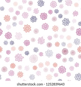 Light Pink, Yellow vector seamless texture with colored snowflakes. Snow on blurred abstract background with gradient. Pattern for design of fabric, wallpapers.