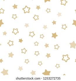Light Pink, Yellow vector seamless template with sky stars. Glitter abstract illustration with colored stars. Pattern for design of fabric, wallpapers.