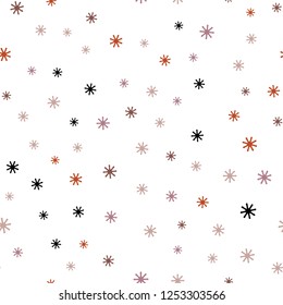 Light Pink, Yellow vector seamless texture with colored snowflakes. Shining colorful illustration with snow in christmas style. Template for business cards, websites.