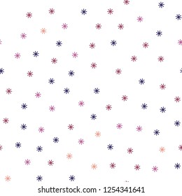 Light Pink, Yellow vector seamless background with xmas snowflakes. Shining colorful illustration with snow on abstract template. Template for business cards, websites.