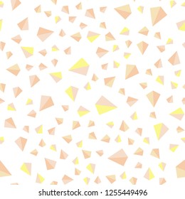 Light Pink, Yellow vector seamless, isometric cover with polygonal style. Triangles on abstract background with colorful gradient. Pattern for design of fabric, wallpapers.