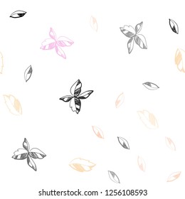 Light Pink, Yellow vector seamless natural pattern with leaves. Colorful illustration in doodle style with leaves. Trendy design for wallpaper, fabric makers.