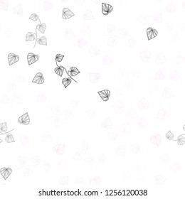 Light Pink, Yellow vector seamless natural pattern with leaves. Decorative illustration with doodles on abstract template. Template for business cards, websites.