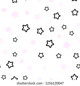 Light Pink, Yellow vector seamless layout with bright stars. Shining colored illustration with stars. Design for wallpaper, fabric makers.