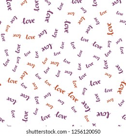 Light Pink, Yellow vector seamless backdrop with phrase LOVE YOU. Decorative illustration with words of love in abstract style. Design for wallpaper, fabric makers.