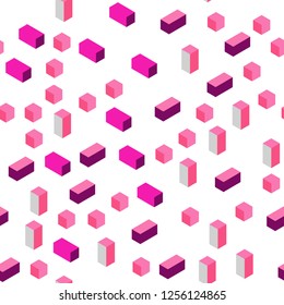 Light Pink, Yellow vector seamless, isometric backdrop with rhombus. Glitter abstract illustration with rectangular shapes. Design for wallpaper, fabric makers.