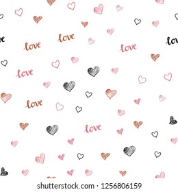 Light Pink, Yellow vector seamless backdrop with phrase LOVE YOU, hearts. Illustration with phrase LOVE YOU, hearts for valentine's day. Design for wallpaper, fabric makers.