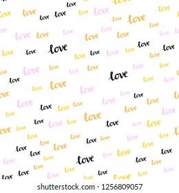 Light Pink, Yellow vector seamless template with text LOVE YOU. Decorative design in doodle style with text LOVE YOU. Design for wallpaper, fabric makers.