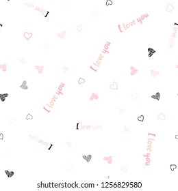 Light Pink, Yellow vector seamless pattern with colorful hearts. Glitter abstract illustration with colorful hearts in romantic style. Pattern can be used for valentine's ad, booklets.