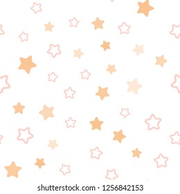 Light Pink, Yellow vector seamless template with sky stars. Decorative shining illustration with stars on abstract template. Design for textile, fabric, wallpapers.