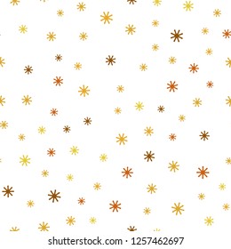 Light Pink, Yellow vector seamless texture with colored snowflakes. Glitter abstract illustration with crystals of ice. Design for wallpaper, fabric makers.