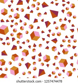 Light Pink, Yellow vector seamless, isometric cover with triangles, rectangles. Illustration with set of colorful triangles, squares. Template for business cards, websites.
