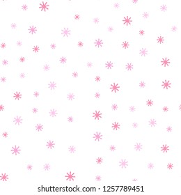Light Pink, Yellow vector seamless texture with colored snowflakes. Modern geometrical abstract illustration with snowflakes. Design for wallpaper, fabric makers.