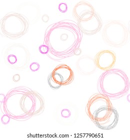 Light Pink, Yellow vector seamless pattern with spheres. Blurred bubbles on abstract background with colorful gradient. Design for textile, fabric, wallpapers.