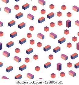Light Pink, Yellow vector seamless, isometric texture in rectangular style. Decorative design in abstract style with rectangles. Design for wallpaper, fabric makers.