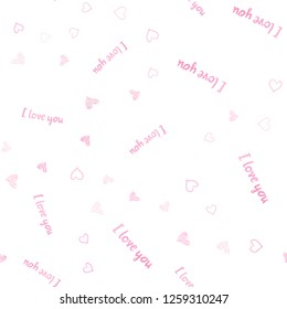 Light Pink, Yellow vector seamless background with hearts. Blurred decorative design in doodle style with hearts. Pattern can be used for valentine's ad, booklets.